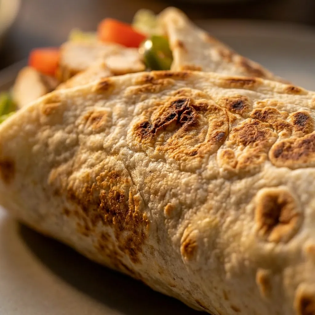 A rumali wrap charring on the tawa